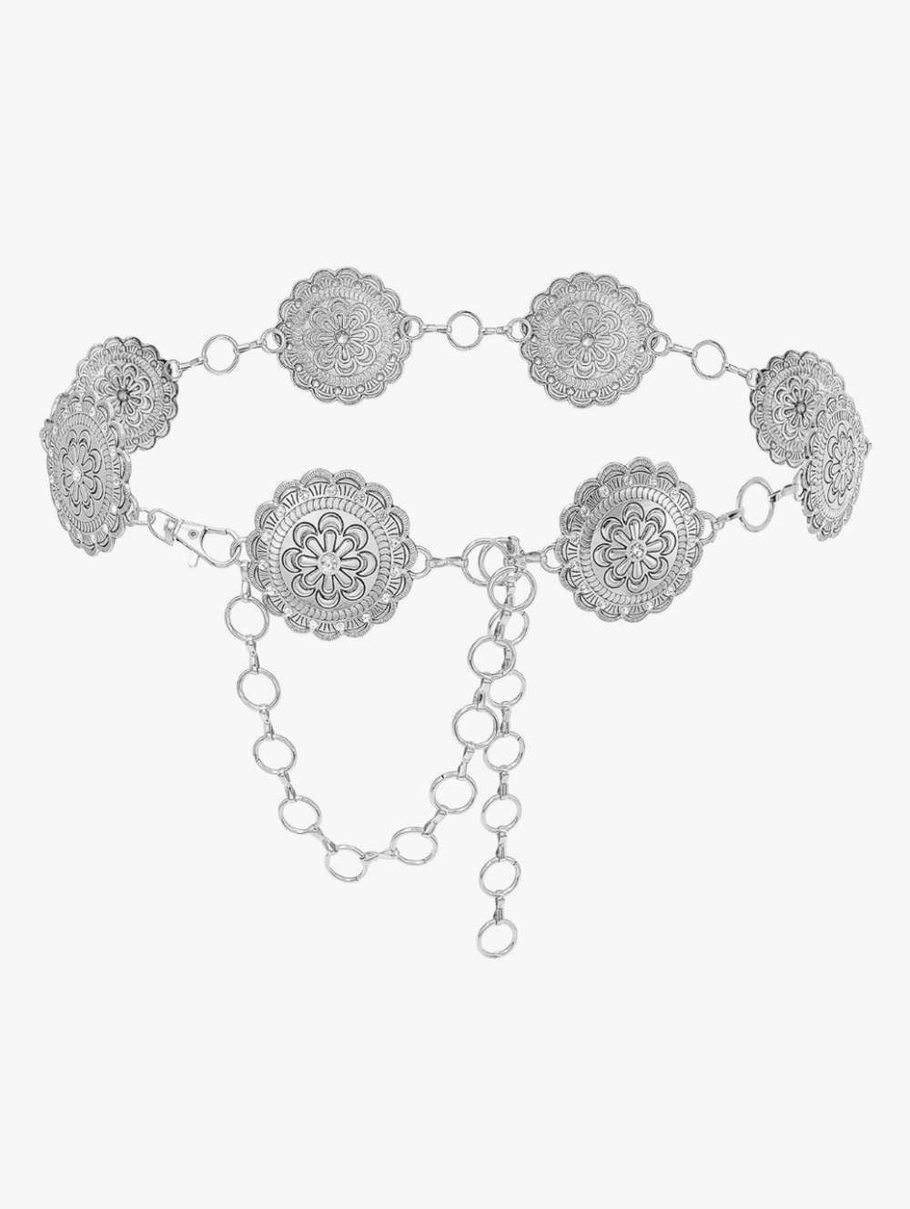 Silver Floral Medallion Concho Belt